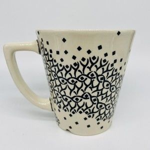 Polish Pottery Black Sea Handmade Coffee Mug Tea Cup Cream and Black